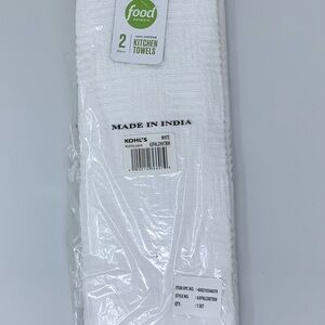 NWT Food Network 2-Pack White Kitchen Towels, 100% Cotton